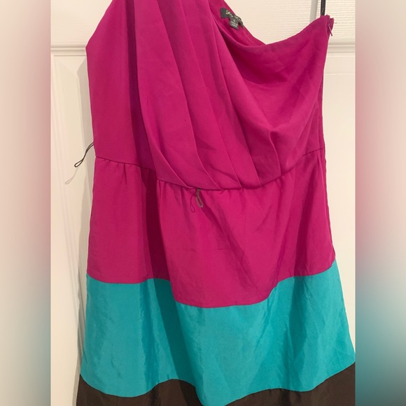 Lily Rose Color 3 block One Shoulder Dress - Picture 3 of 5